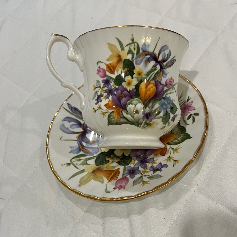 Stafford Multicolor Floral Teacup and Saucer Set